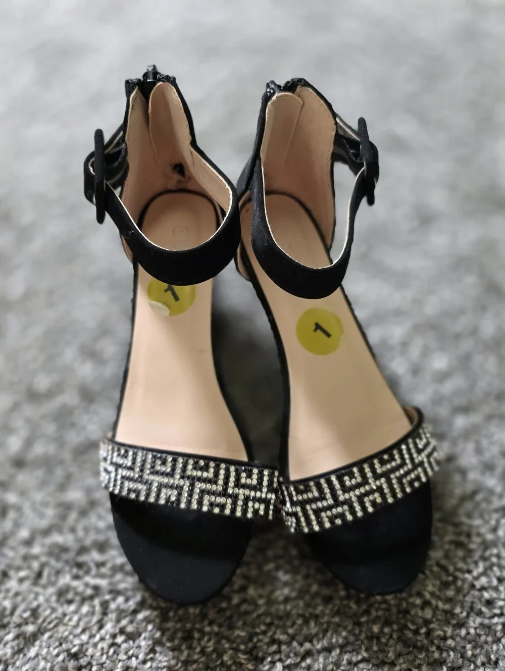 Link Girls Black Heels with Silver Crystals